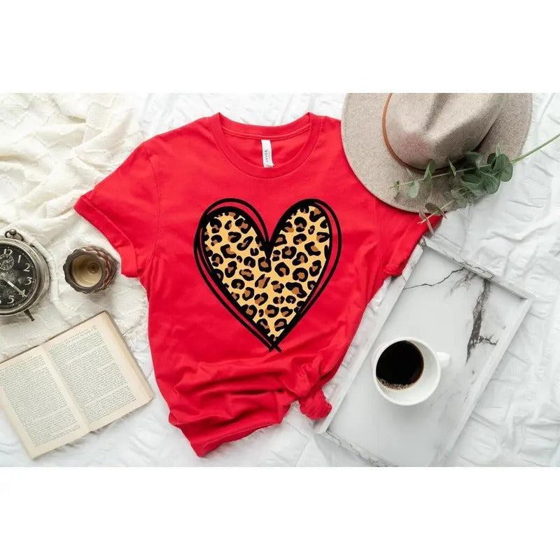 Leopard Print Valentines Shirt,Plaid Valentines Day Shirt,Valentines Day Shirts For Woman,Heart Shirt,Valentines Day Gift,Cute Valentine Tee