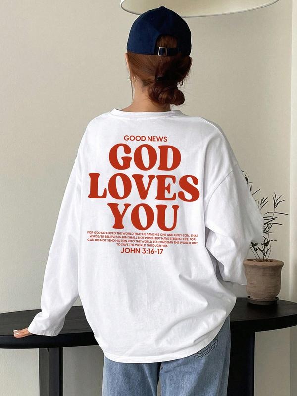 Letter Print Loose Fit T-Shirt, Street Style Y2K Minimalist Long Sleeve Tee, Casual Retro Comfortable Unique Streetwear Choice style 03