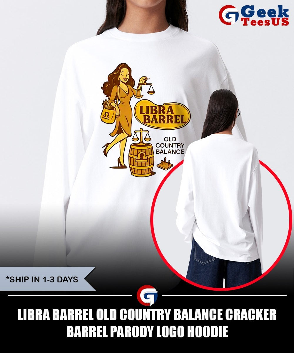 Libra Barrel Old Country Balance Cracker Barrel parody logo shirt