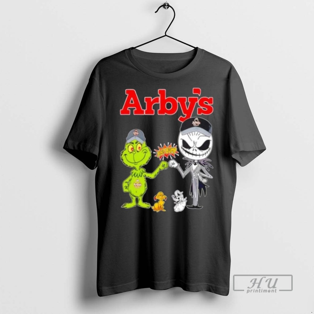 Limited Edition Arbys X Grinch And Jack Skellington Fist Bump Uniwilling Friends Graphic