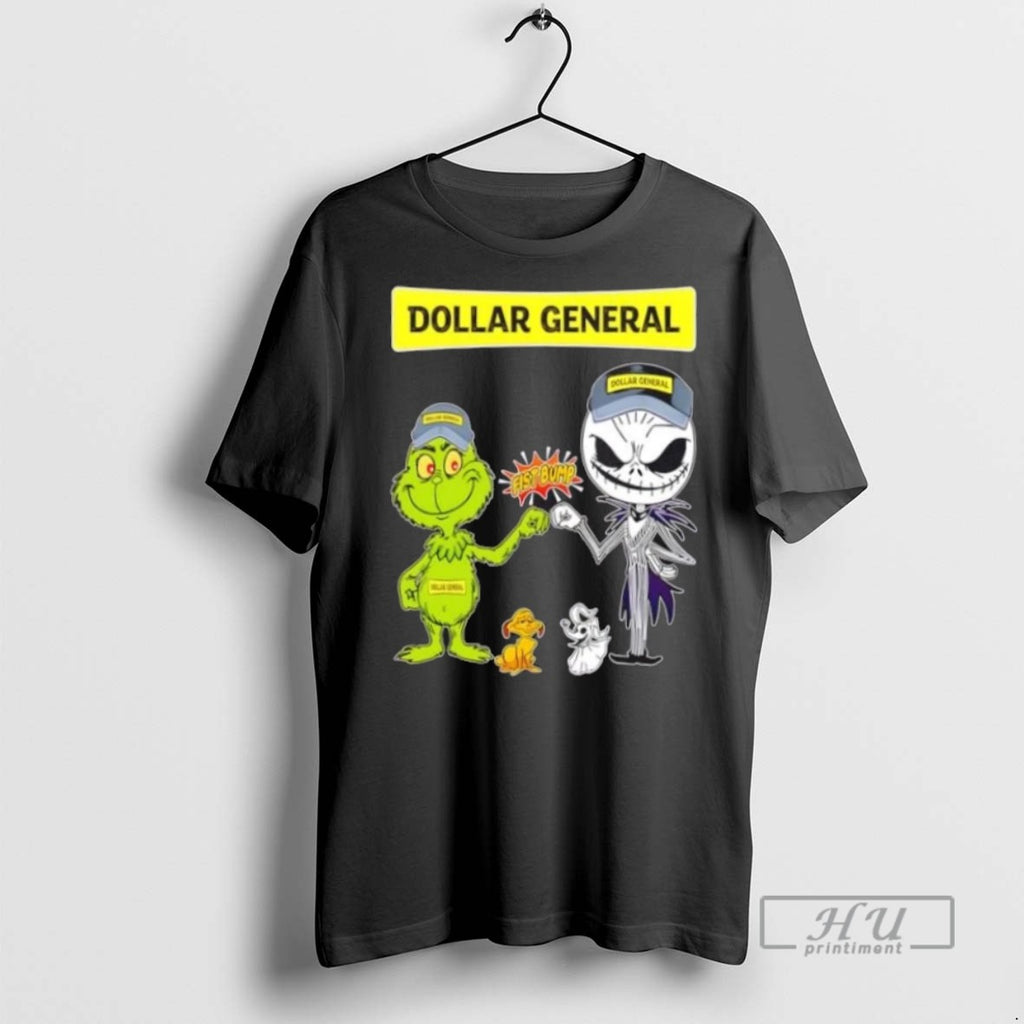 Limited Edition Dollar General X Grinch And Jack Skellington Fist Bump Uniwilling Friends Graphic Tee