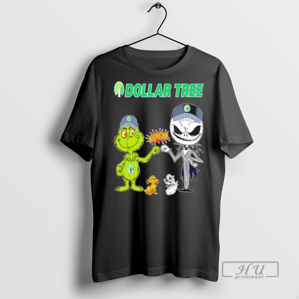 Limited Edition Dollar Tree X Grinch And Jack Skellington Fist Bump Uniwilling Friends Graphic Tee