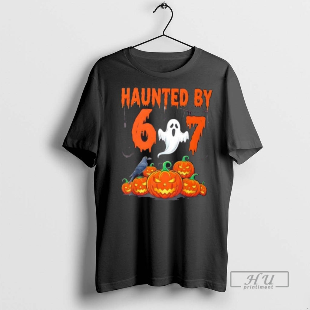 Limited Edition Haunted By 6 Or 7 Halloween Ghost Graphic Tee Shirt Sweatshirt Hoodies