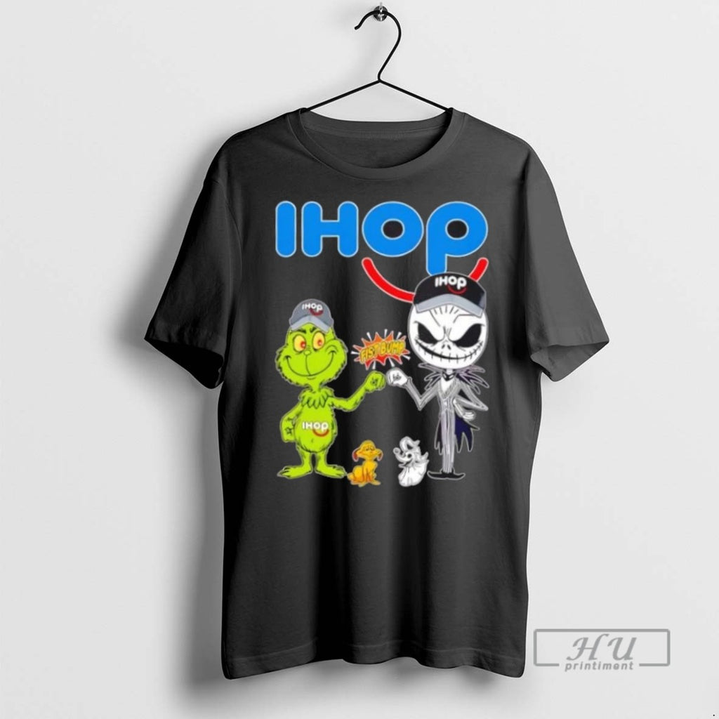 Limited Edition Ihop X Grinch And Jack Skellington Fist Bump Uniwilling Friends Graphic