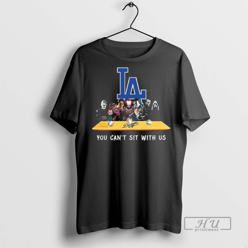 Limited Edition Los Angeles Dodgers You Cant Sit With Us Horror Graphic Tee Shirt