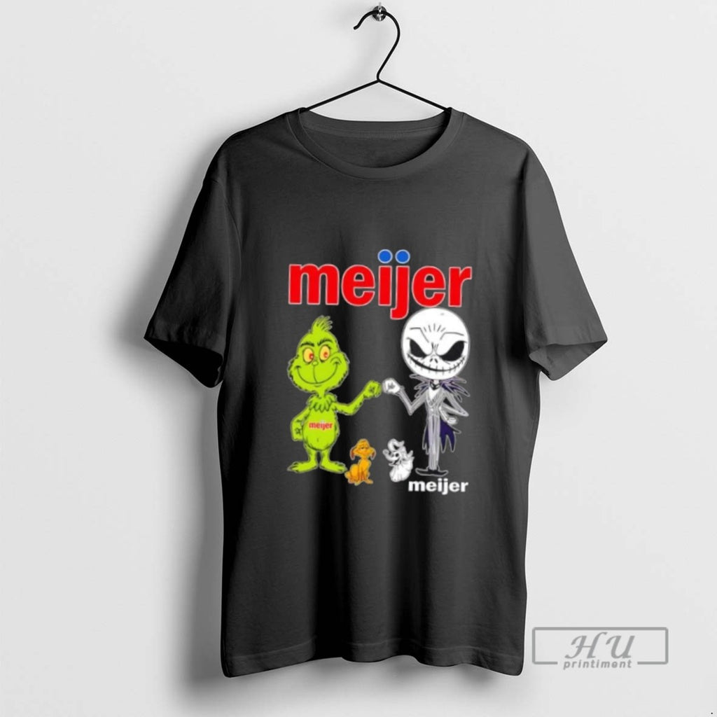 Limited Edition Meijer X Grinch And Jack Skellington Fist Bump Friends Graphic Tee Shirt