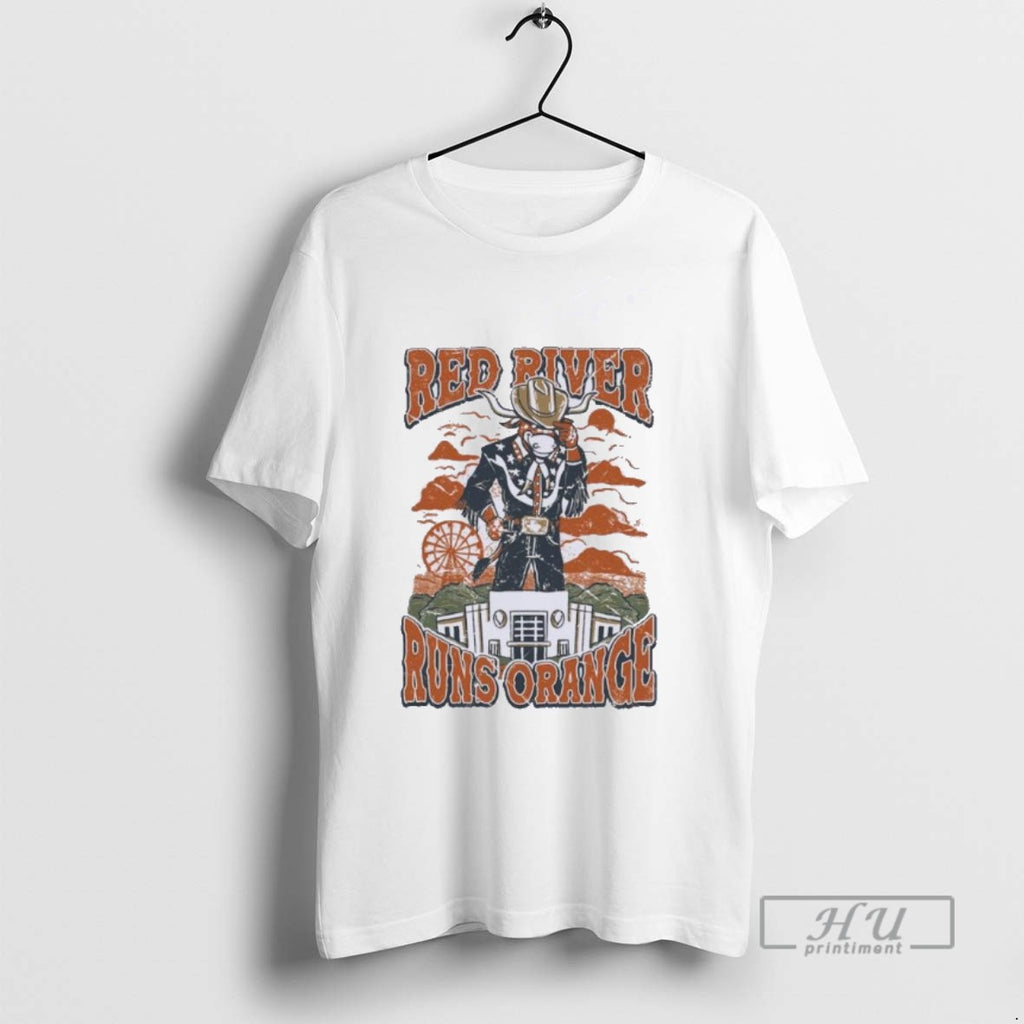 Limited Edition Red River Runs Orange Texas Beat Ou Graphic Tee Shirt Sweatshirt Hoodies