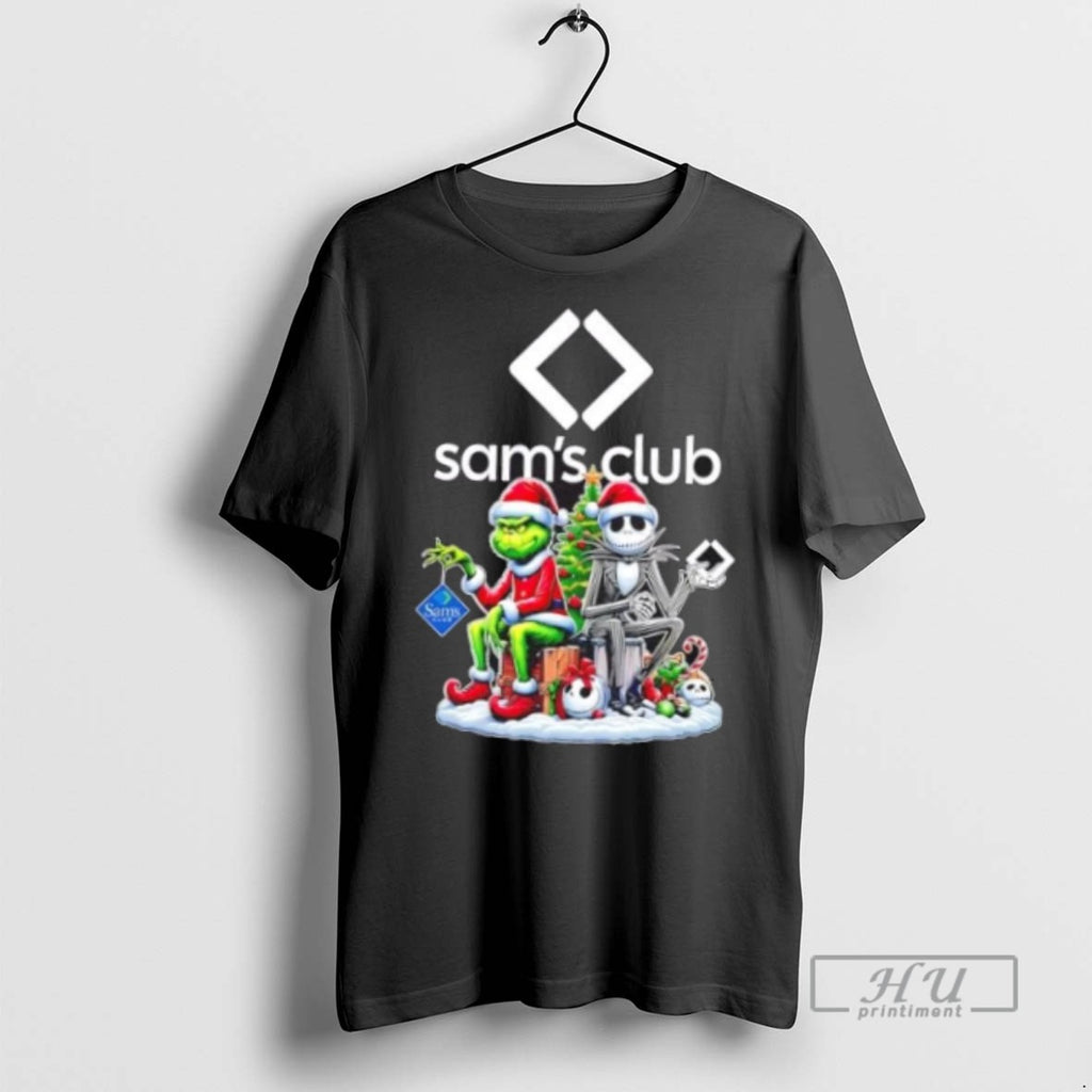 Limited Edition Sams Club X Grinch And Jack Skellington Unwilling Friends Merry Christmas Graphic Tee