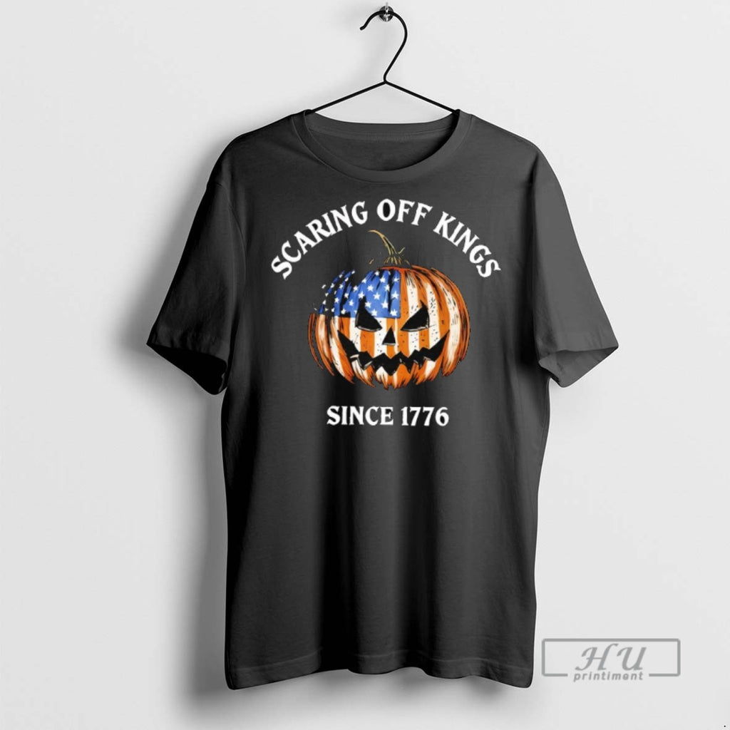 Limited Edition Scaring Off Kings Since 1776 Pumkin Halloween Graphic Tee Shirt Sweatshirt Hoodies