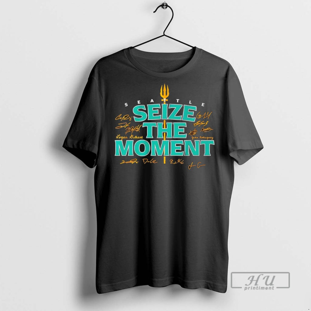 Limited Edition Seattle Mariners Baseball Seize The Moment Players Signature Graphic Tee Shirt Sweatshirt Hoodies