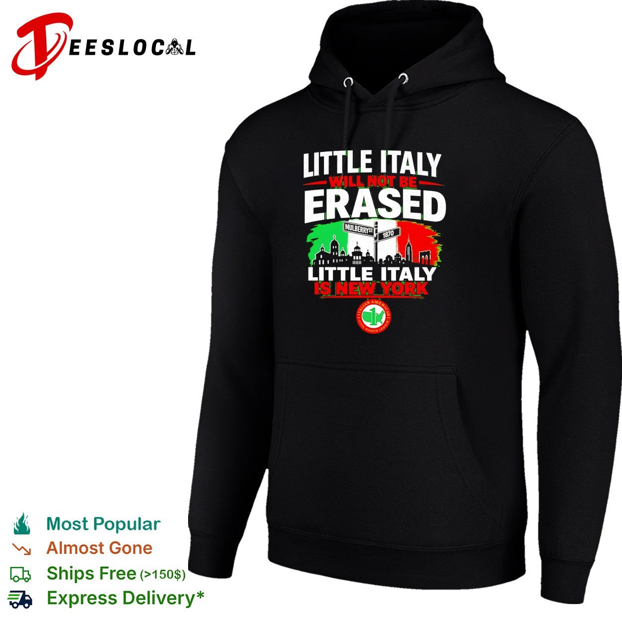 Little Italy will not be erased Mulberry Street 1870 skyline New York shirt
