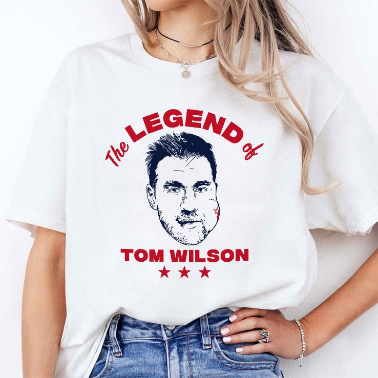 Logan Thompson Wearing The Legend Of Tom Wilson T Shirt