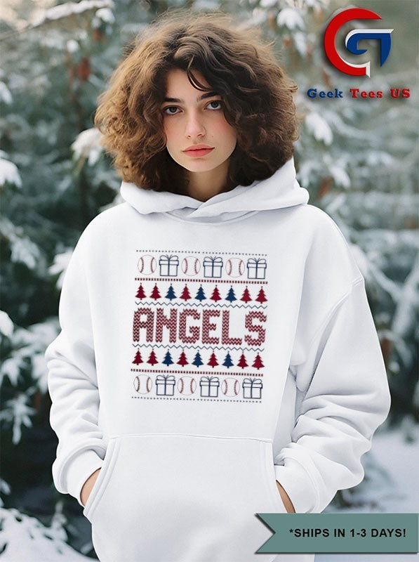 Los Angeles Angels baseball trees presents ugly Christmas 2025 shirt