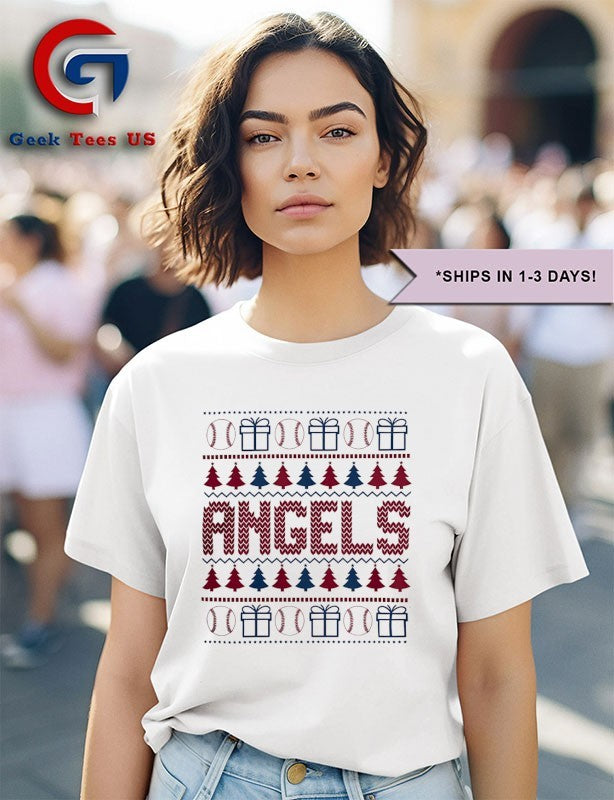 Los Angeles Angels baseball trees presents ugly Christmas 2025 shirt