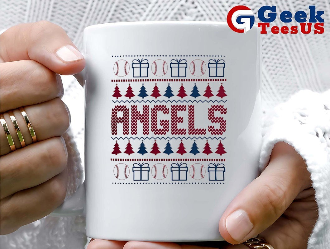 Los Angeles Angels baseball trees presents ugly Christmas 2025 shirt