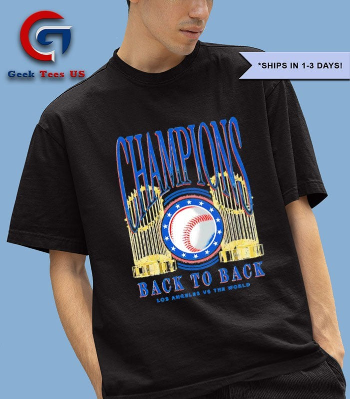 Los Angeles Dodgers 2025 MLB World Series Champions Back To Back trophies shirt