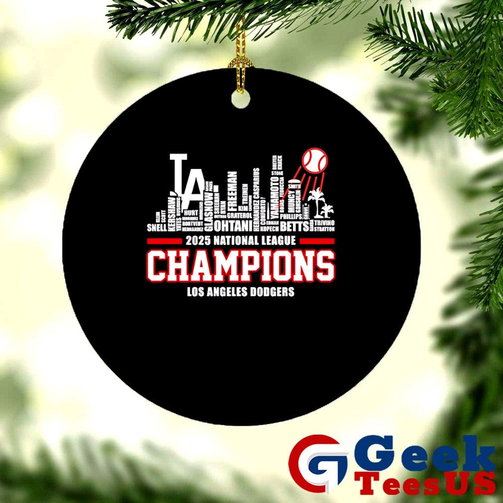 Los Angeles Dodgers 2025 National League Champions players name Skyline shirt