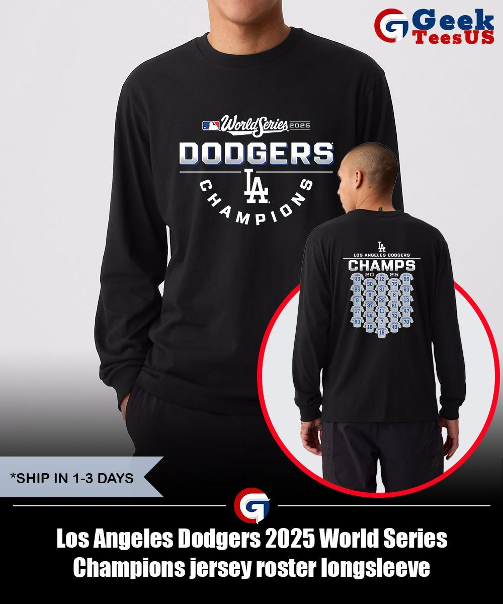 Los Angeles Dodgers 2025 World Series Champions jersey roster shirt