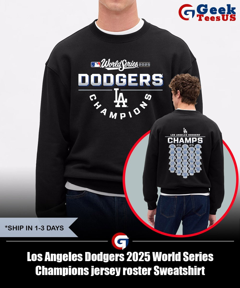 Los Angeles Dodgers 2025 World Series Champions jersey roster shirt