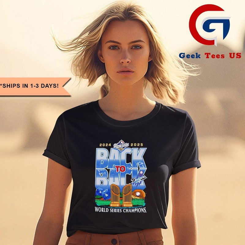 Los Angeles Dodgers 2025 back to back World Series Champions trophies shirt