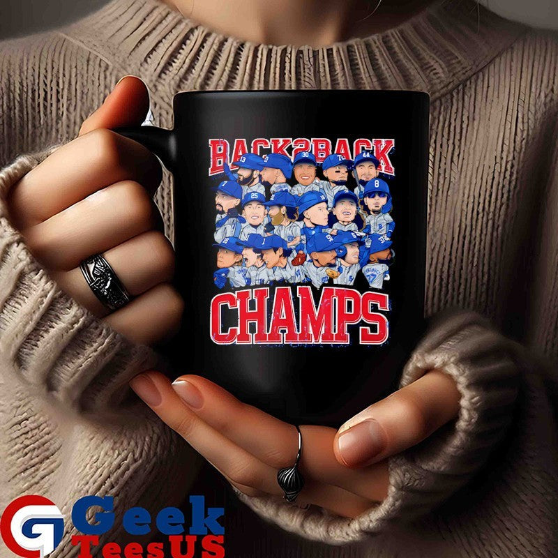Los Angeles Dodgers Baseball Back 2 Back Champions 2025 caricature shirt