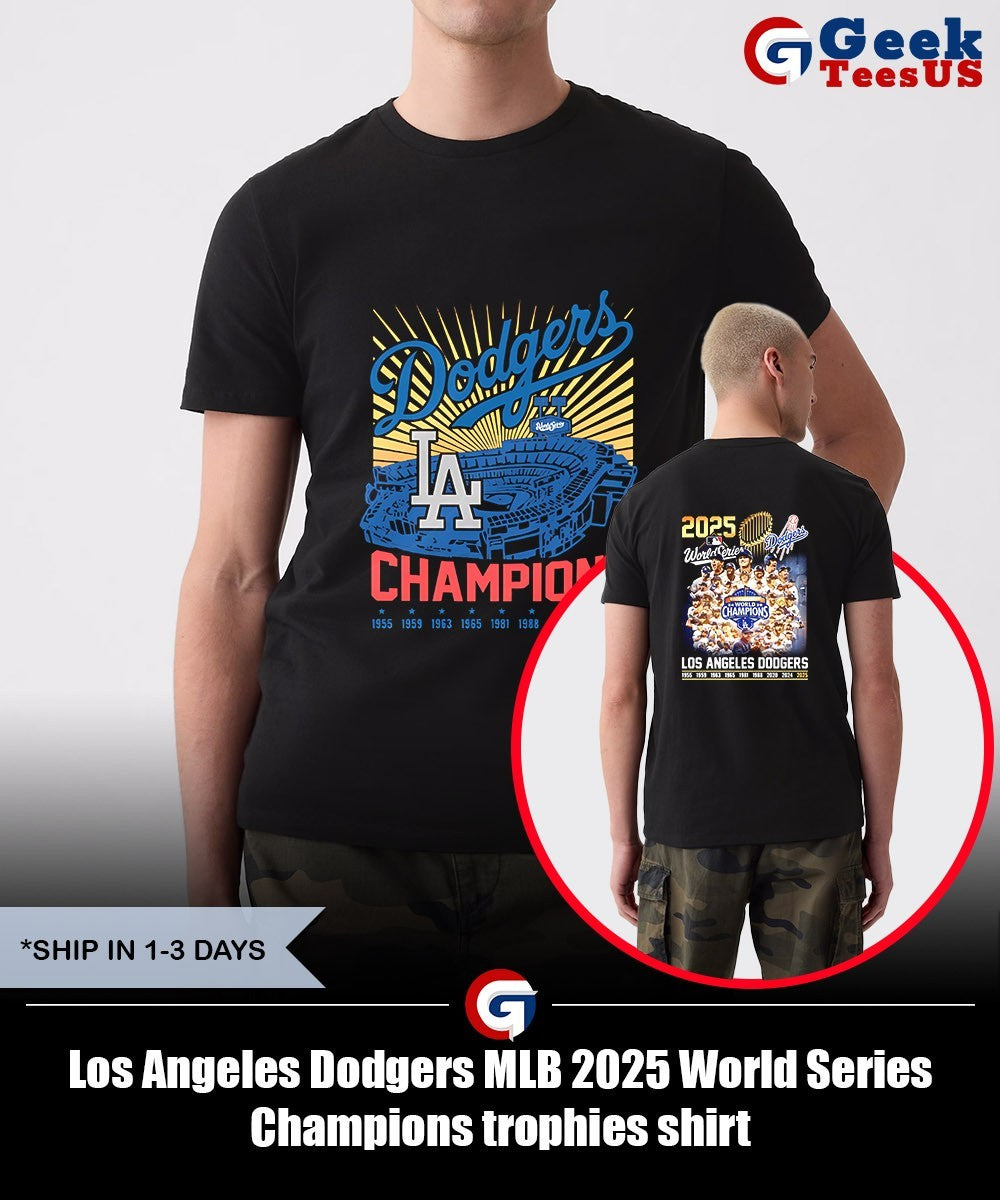 Los Angeles Dodgers MLB 2025 World Series Champions trophies shirt