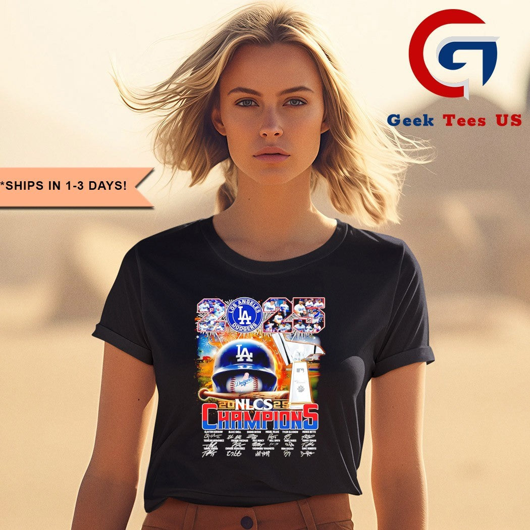 Los Angeles Dodgers NLCS Champions 2025 helmet shirt