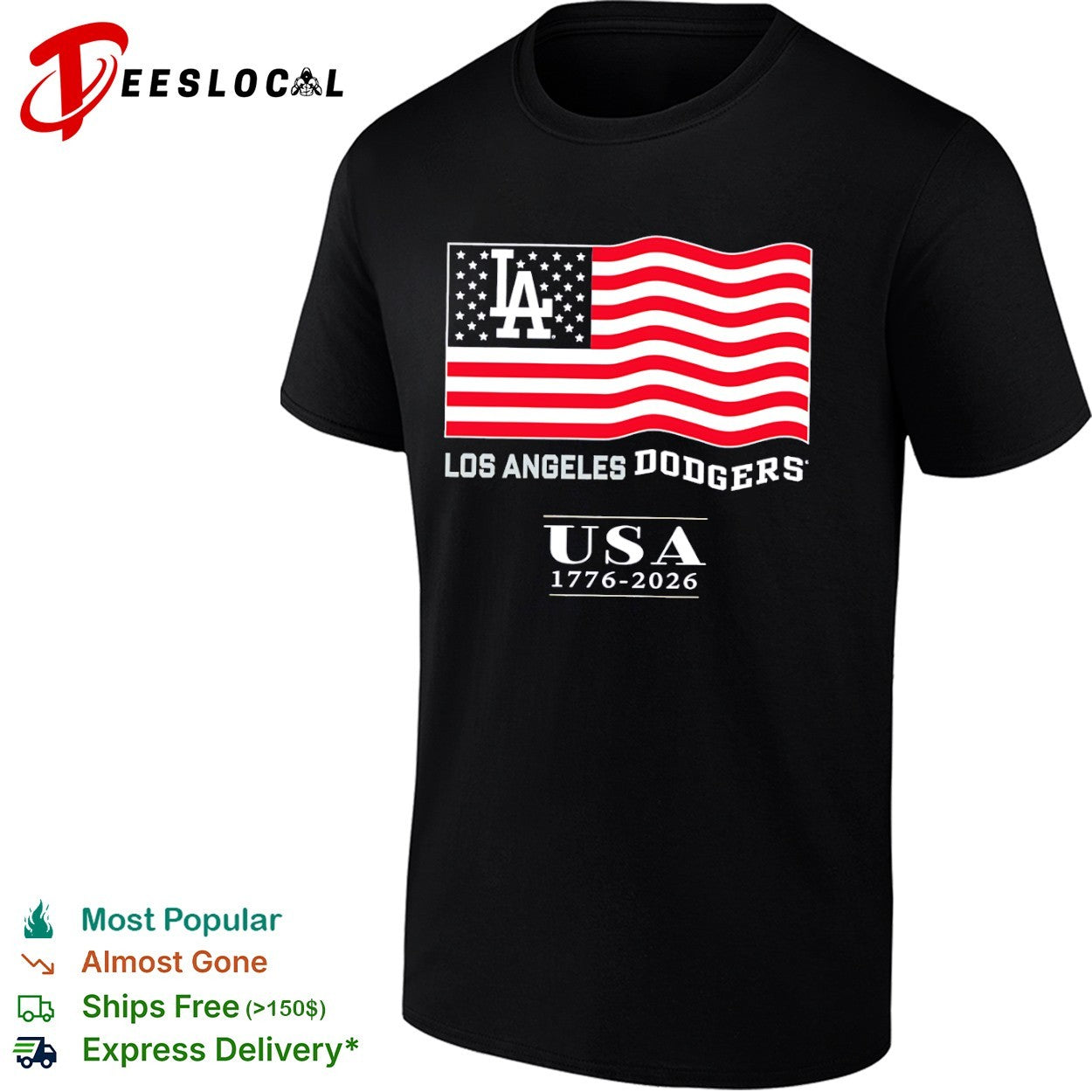 Los Angeles Dodgers USA 1776-2026 Patriotic shirt