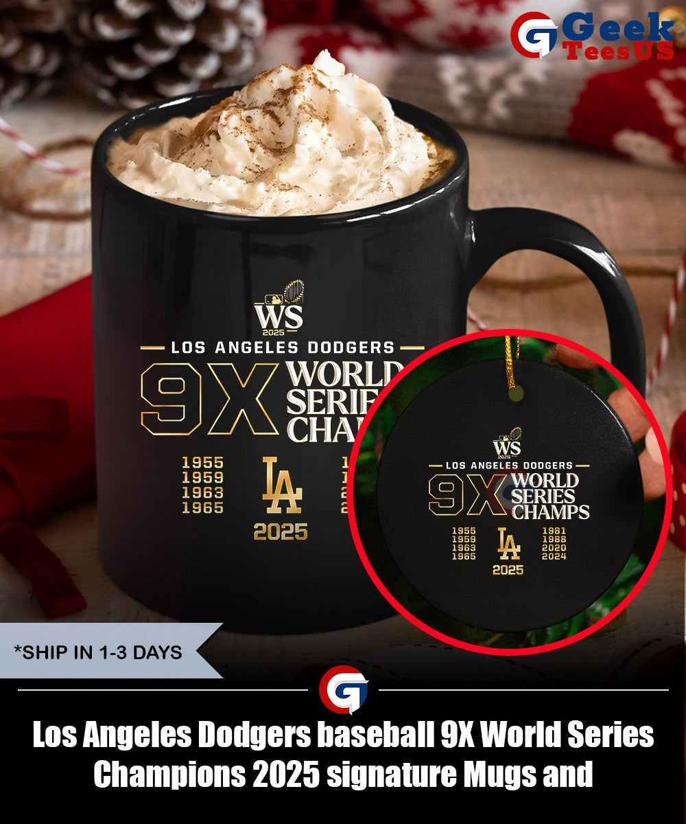 Los Angeles Dodgers baseball 9X World Series Champions 2025 signature shirt