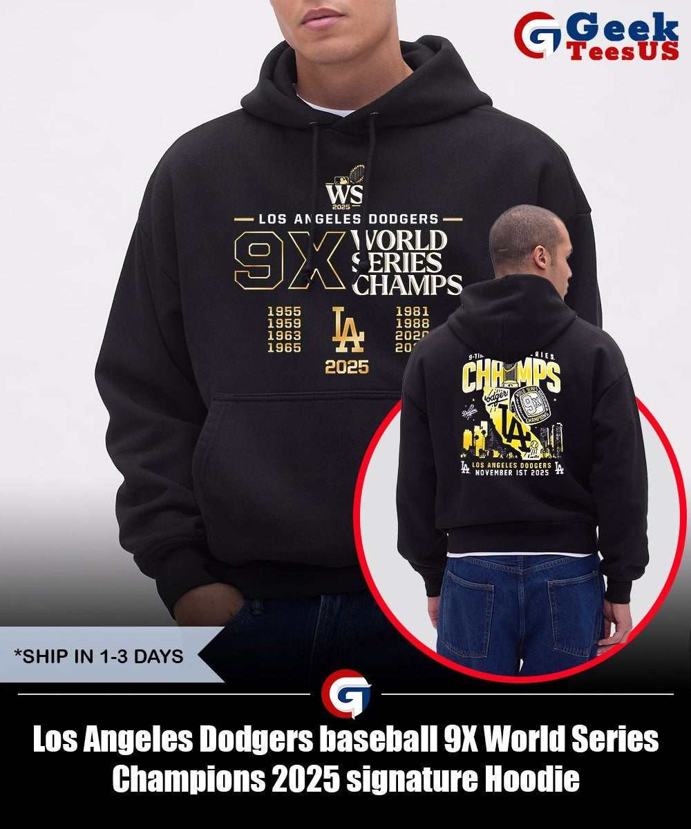 Los Angeles Dodgers baseball 9X World Series Champions 2025 signature shirt