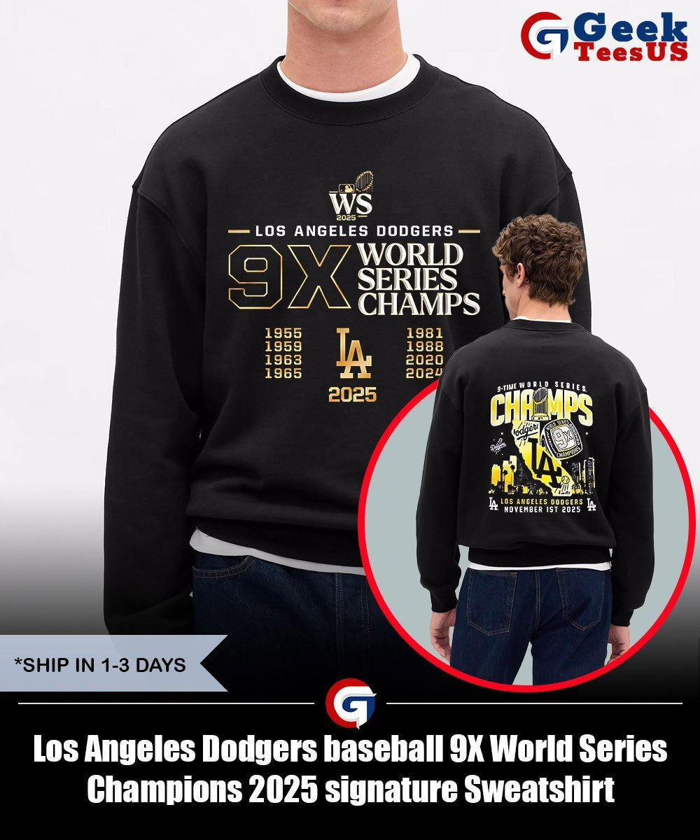 Los Angeles Dodgers baseball 9X World Series Champions 2025 signature shirt