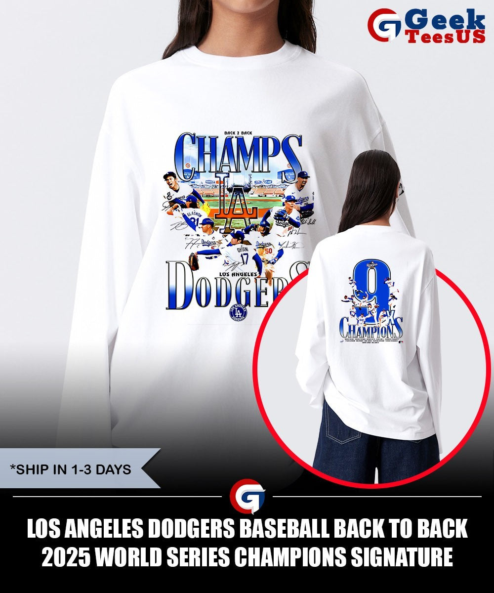 Los Angeles Dodgers baseball Back to Back 2025 World Series Champions signature shirt