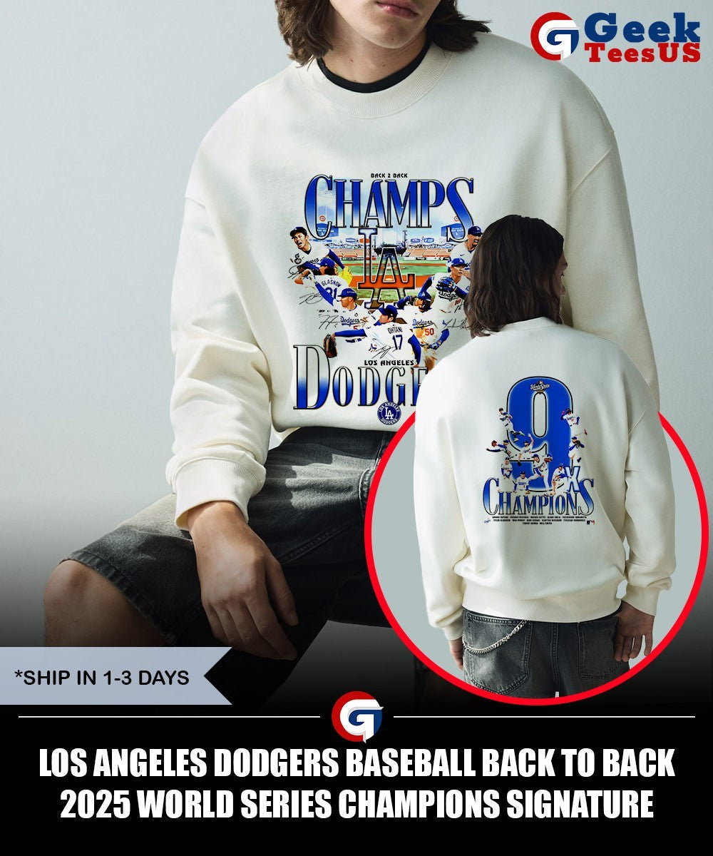 Los Angeles Dodgers baseball Back to Back 2025 World Series Champions signature shirt