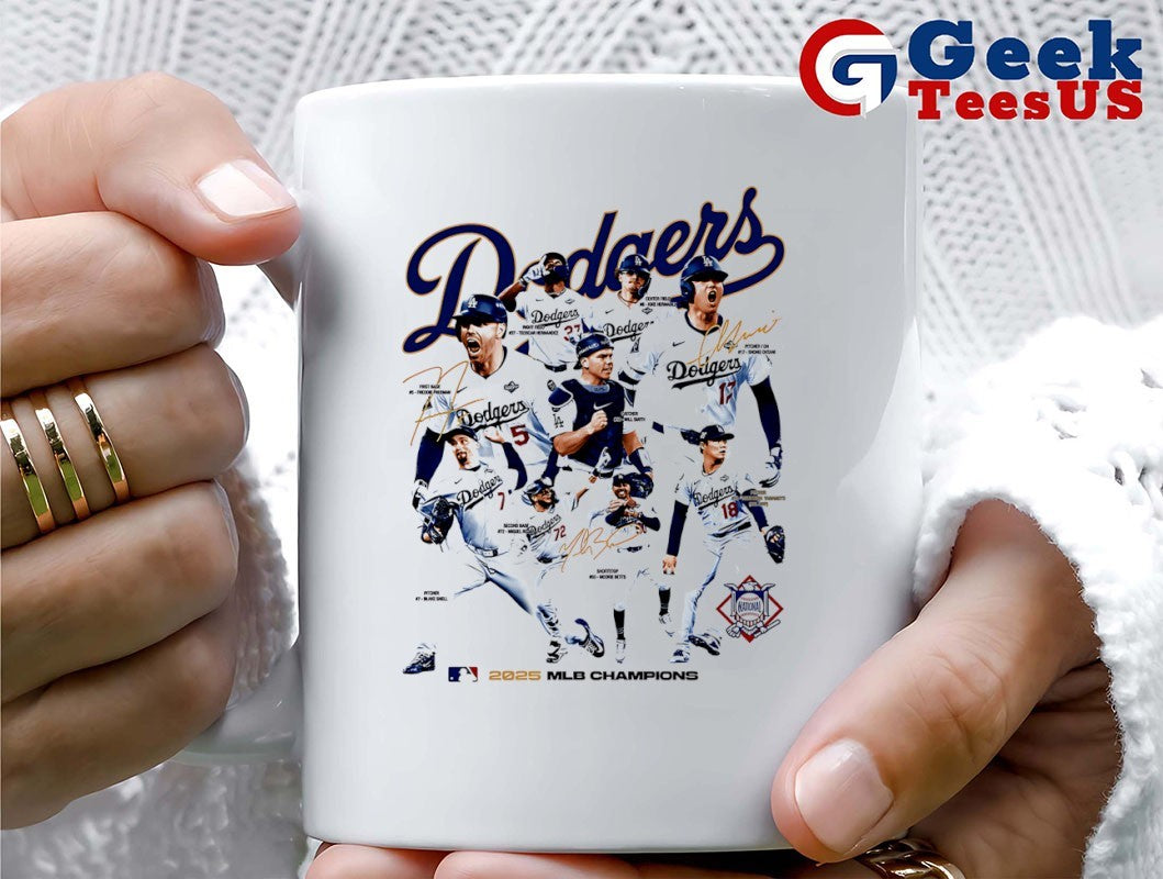Los Angeles Dodgers baseball back to back 2025 MLB Champions signature shirt