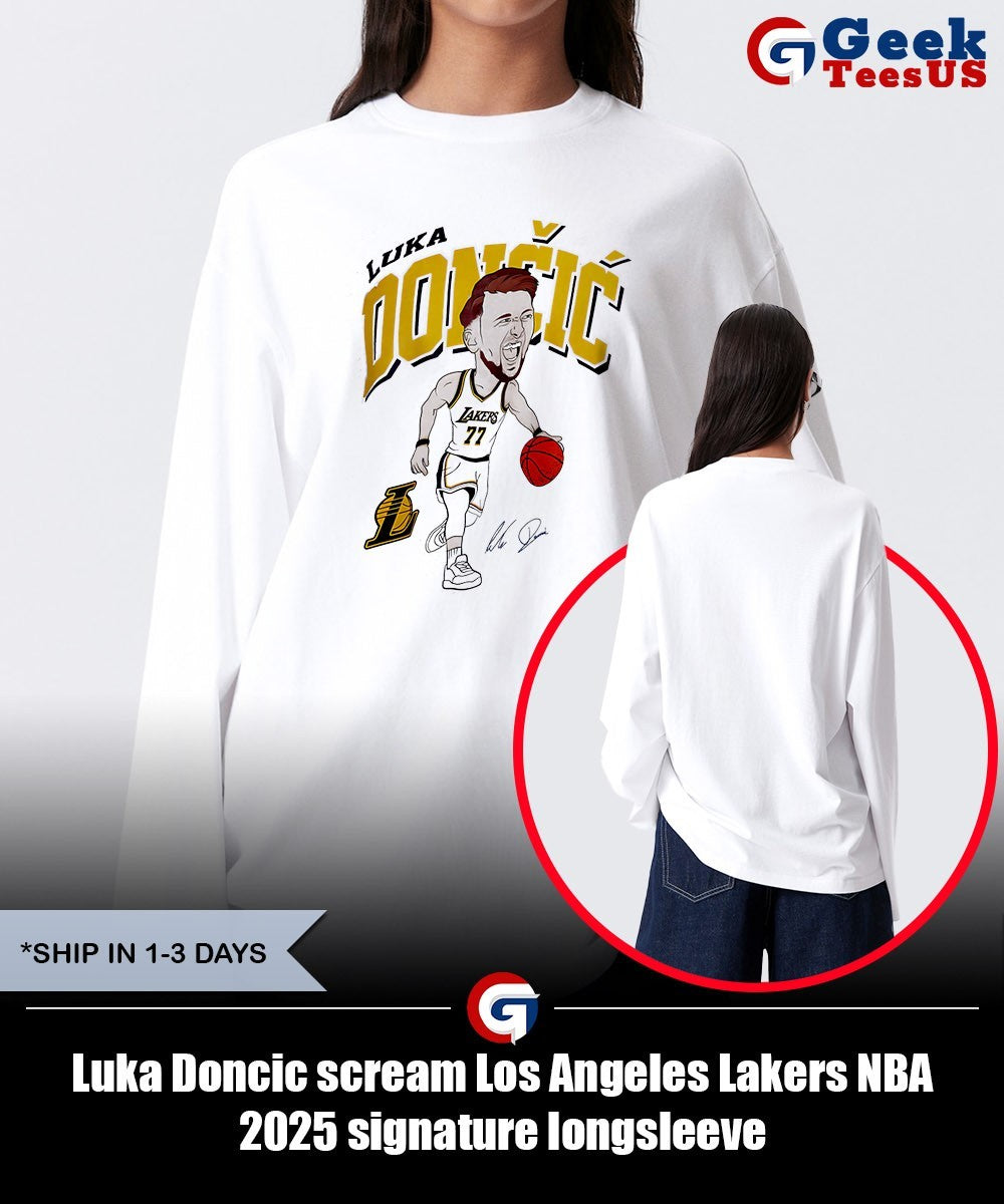 Luka Doncic scream Los Angeles Lakers NBA 2025 signature shirt