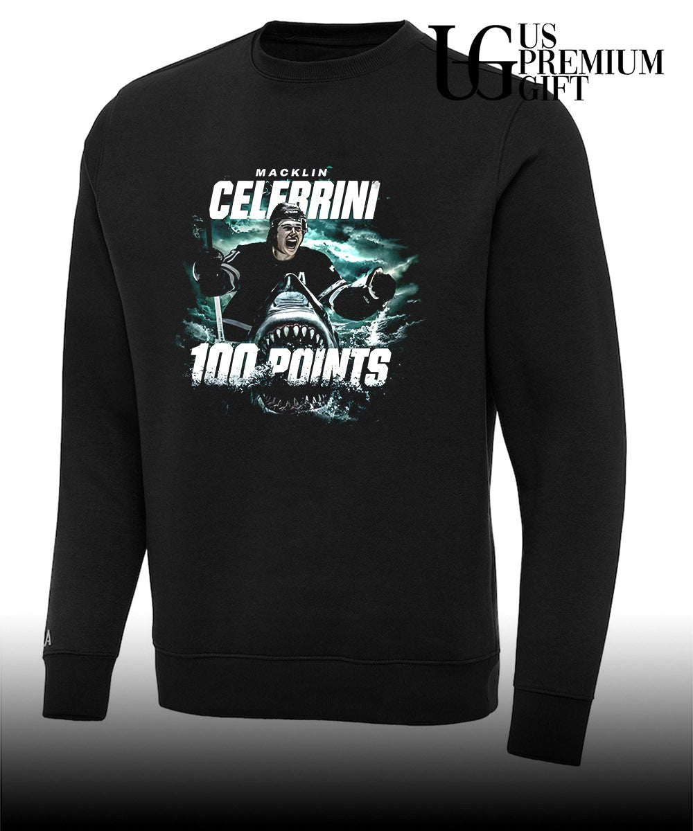 Macklin Celebrini 100 Points San Jose Sharks hockey shirt