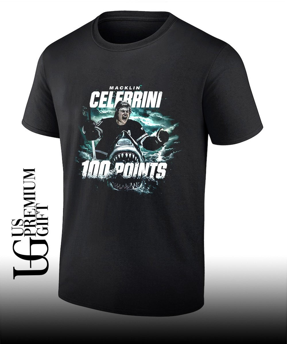 Macklin Celebrini 100 Points San Jose Sharks hockey shirt