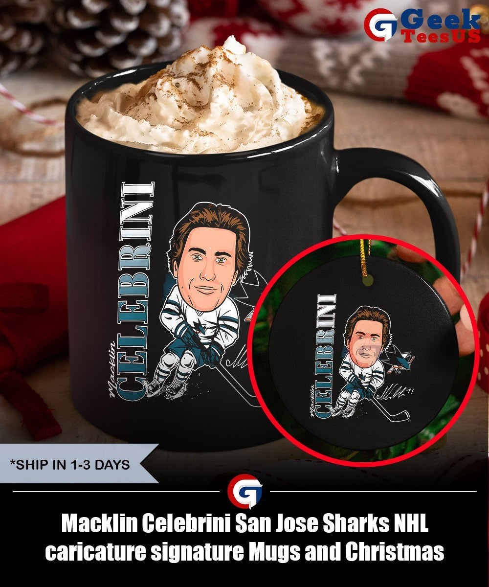 Macklin Celebrini San Jose Sharks NHL caricature signature shirt