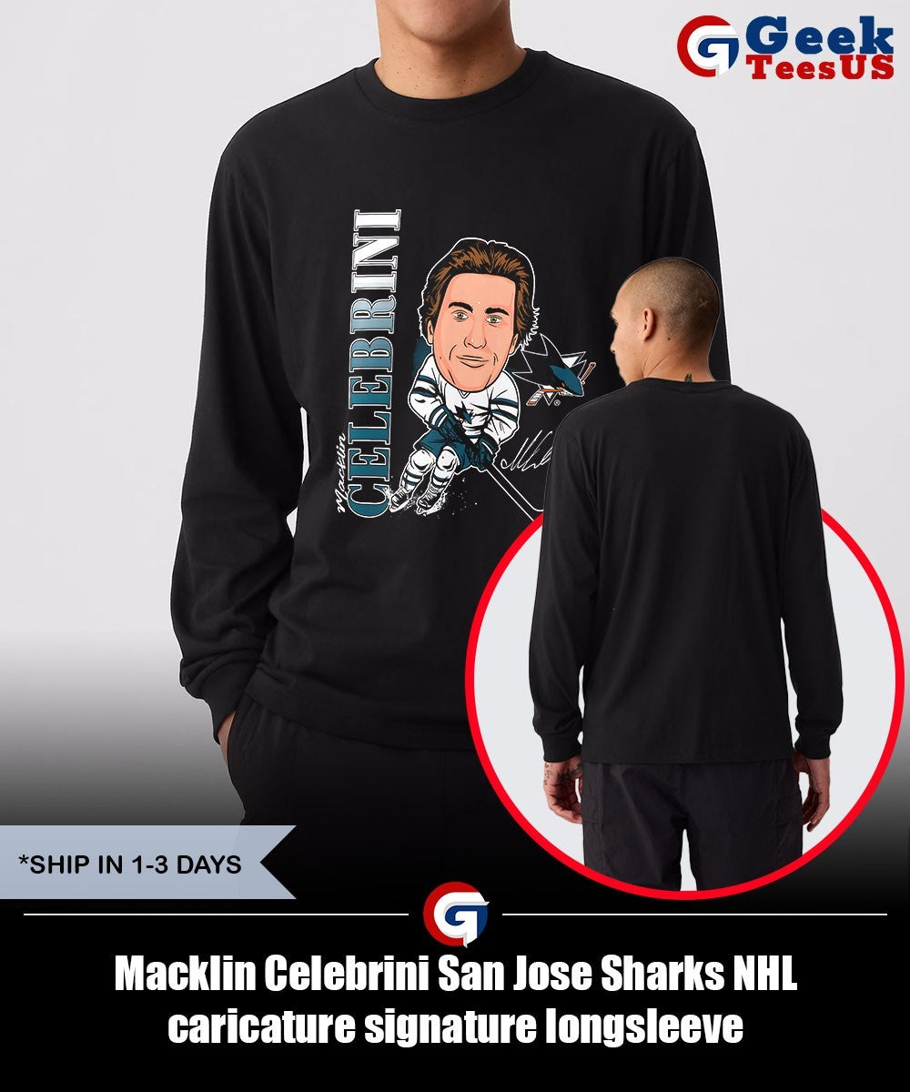 Macklin Celebrini San Jose Sharks NHL caricature signature shirt