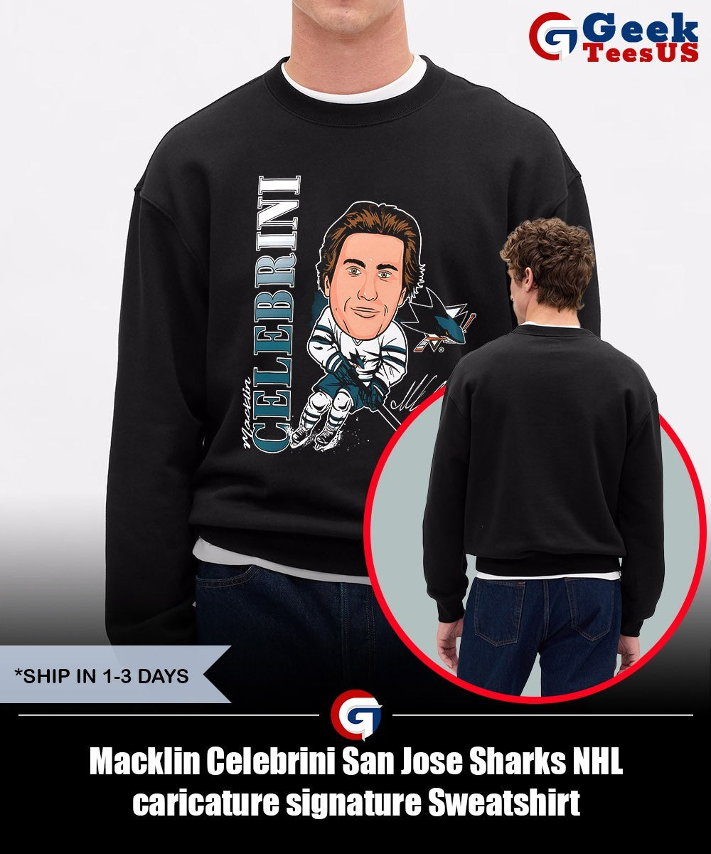 Macklin Celebrini San Jose Sharks NHL caricature signature shirt