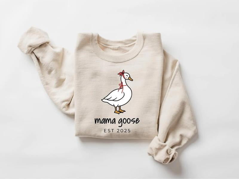 Mama Goose Coquette Bow Est Sweatshirt, Goose Family Shirt, Silly Goose Birthday Party, Baby Announcement, Pregnancy Reveal, One Silly Goose