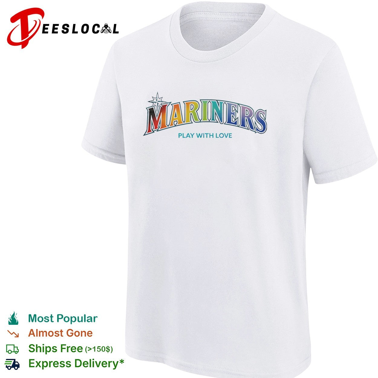 Mariners Play with Love Seattle Mariners MLB Baseball Rainbow Pride shirt