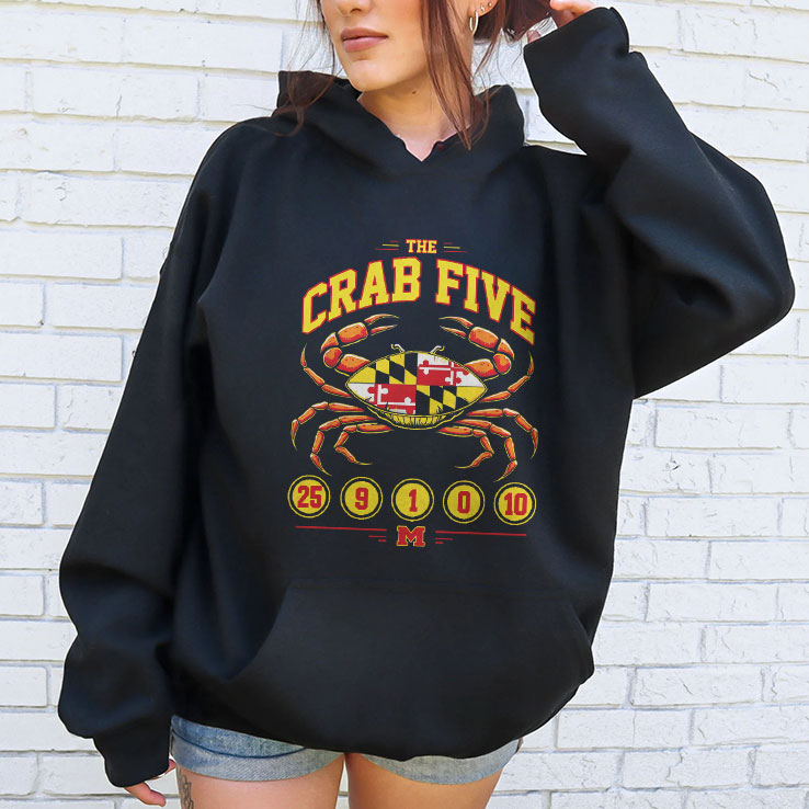 Maryland Basketball Crab Five Flag 25 9 1 0 10 T Shirt