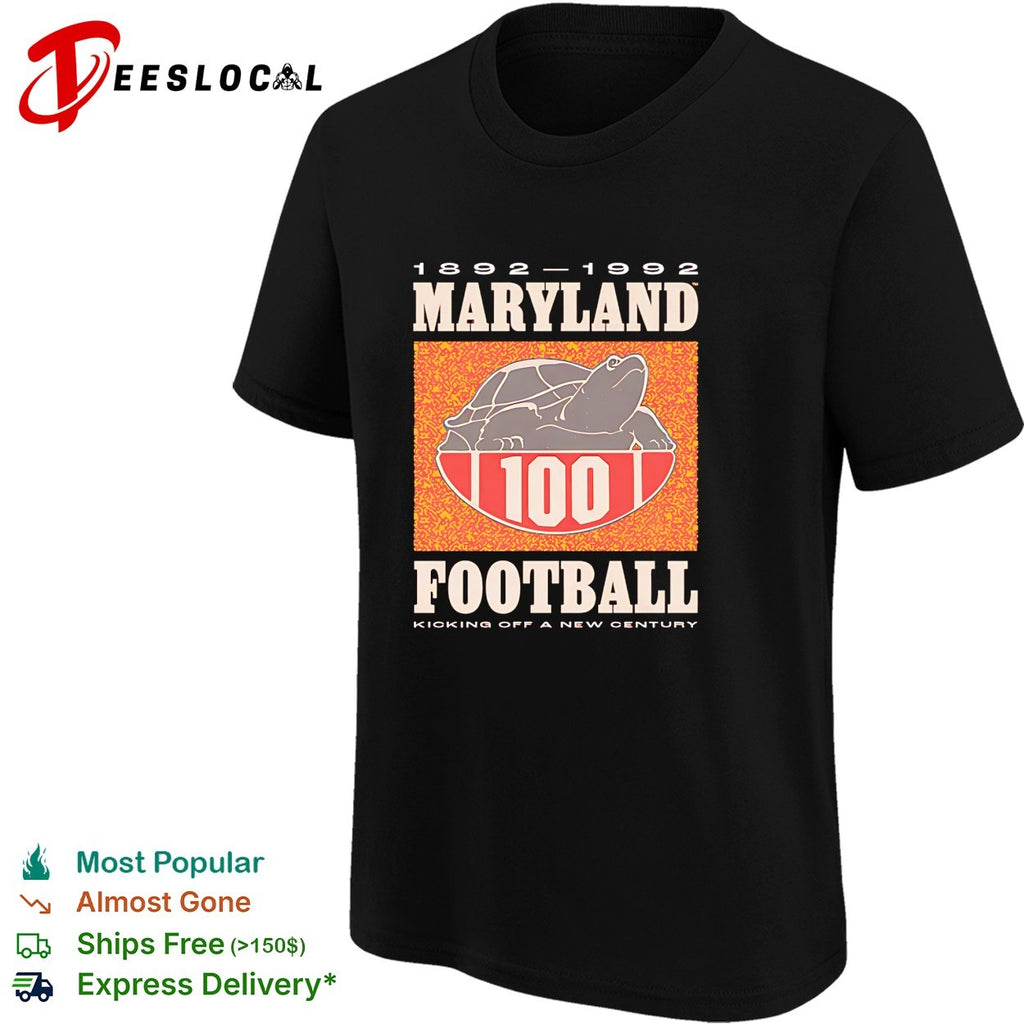 Maryland Terrapins football 1892 1992 turtle mascot 100 years badge shirt