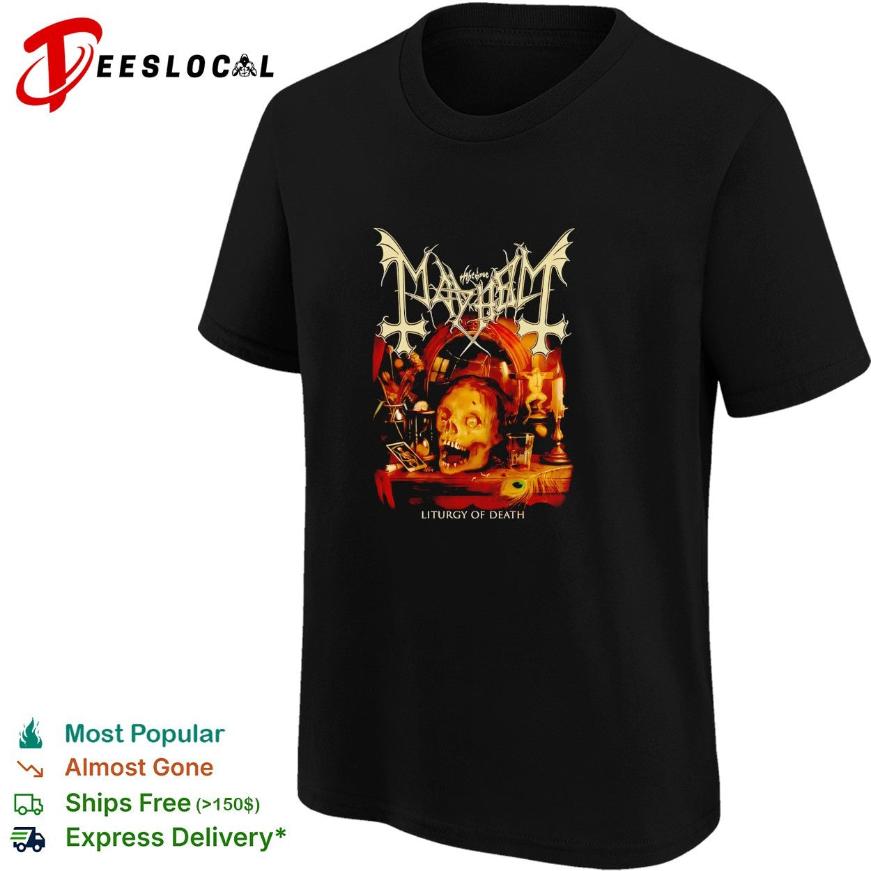 Mayhem liturgy of death skull still life band shirt