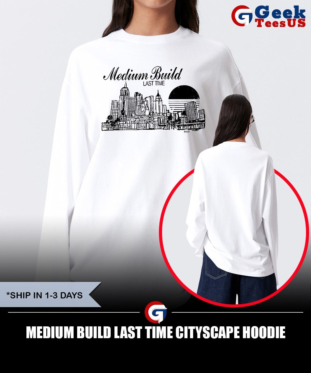 Medium build last time cityscape shirt