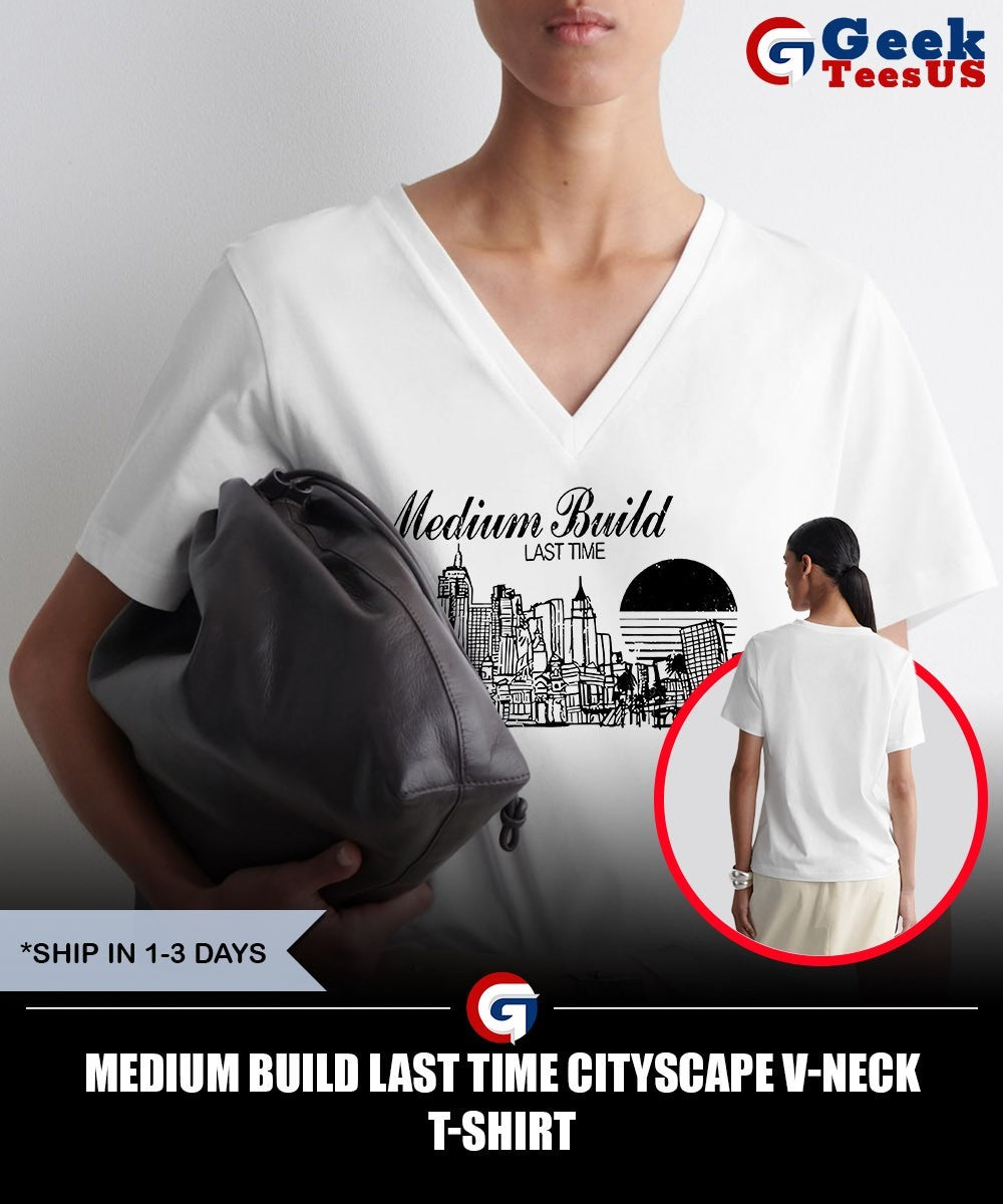 Medium build last time cityscape shirt