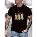 Men'S Christmas T-Shirt - Holiday Party Tee with Santa, Beers & Snowflakes - Lightweight Summer Shirt for Christmas Events - Everyday & Formal Wear - Casual