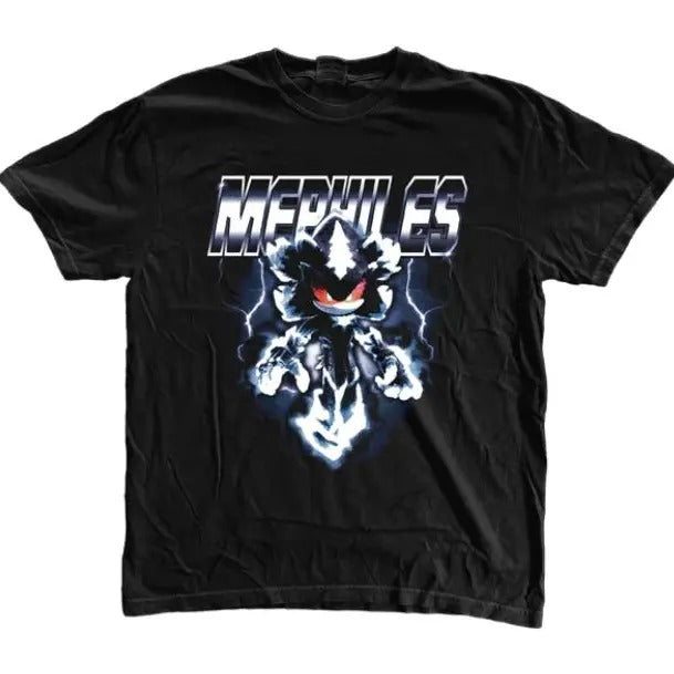 Mephiles the Dark T-Shirt, Sonic Adventure Shirt, Unisex Vintage Graphic Tees Gothic Grunge Y2k Emo Scene Amity Affliction Style Clothes Men Women Streetwear