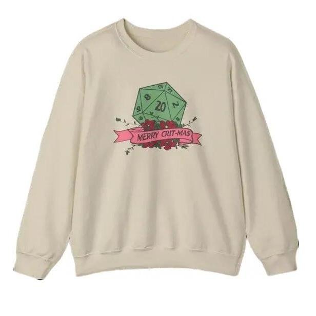 Merry Critmas DnD Sweatshirt, Dungeons and Dragons Christmas Party Shirt, Polyhedral Dice D20, Christmas Sweater, Dnd Christmas Hoodie